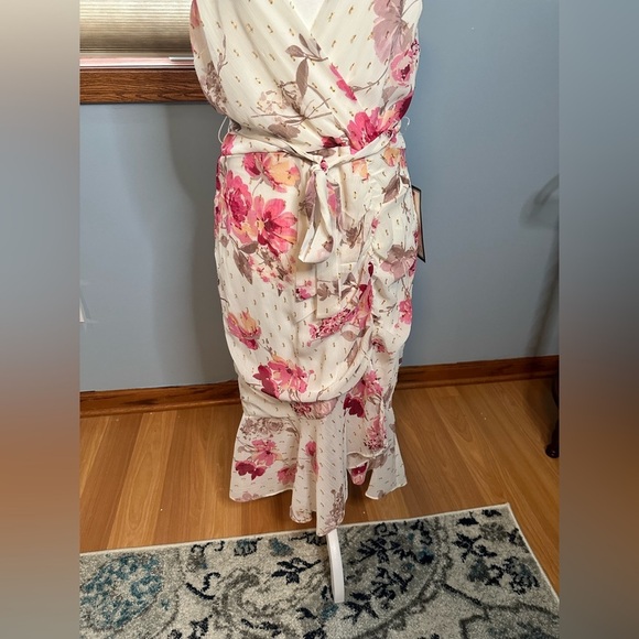 NWT City Studios Party Pink Floral High Low Junior Dress With Front Slit Size 11 - Picture 7 of 14